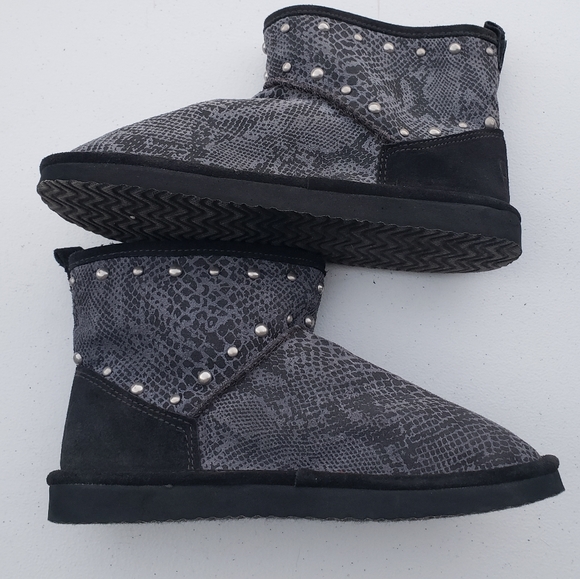 VS PINK Gray Animal Print Fur Lined Booties US 8 - Picture 6 of 12